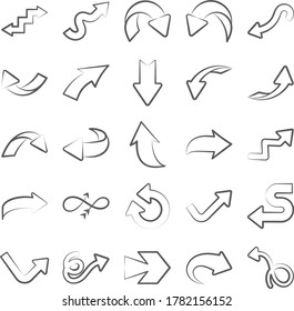 Icono de flechas modernas en paquete de estilo lineal 