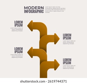 Modern Arrows Infographic with Directional Items and Text Callouts