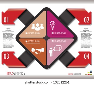 Modern arrows for Infographics template with numbers. Vector illustration. Six color included