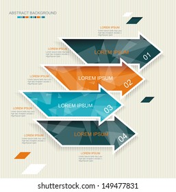 Modern arrows template style. Can be used for workflow layout, diagram, number options, step up options, web design, banner template. 