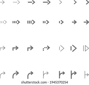 Moderne Pfeile Vektor-Set-Symbol. Verleihen Sie verschiedene Formen im modernen, einfachen Flachstil für Webdesign.