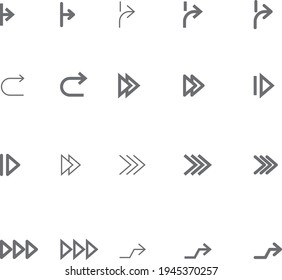 Modern arrows Vector set line icon. Arrow different shapes in modern simple flat style for web design.