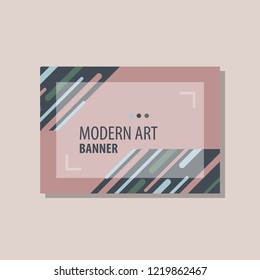 Modern art abstract banner. Vector square frame for text with blue paintbrush lines.