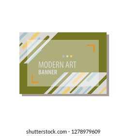 Modern art abstract banner. Vector square frame for text with blue paintbrush lines.