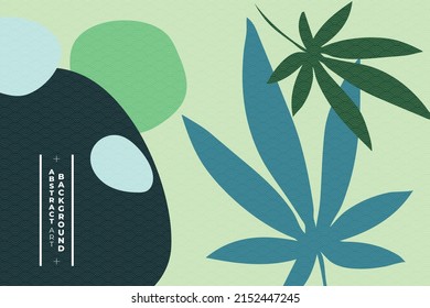modern art abstract hemp-leaf with liquid sphere on green background can be use for notebook cover website template advertisement for technology product and package design vector eps.