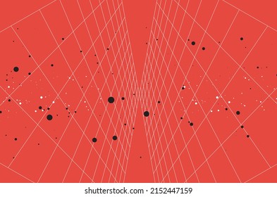 modern art abstract in particle dots black with grid line on red background can be use for notebook cover website template advertisement for technology product and package design vector eps.