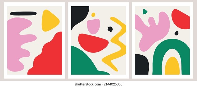 Modern Art Abstract Shapes Minimalist Mid Century Modern Colorful Vector set 