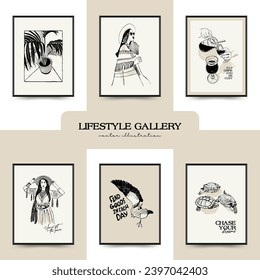 Modern Art Aesthetic influencer lifestyle Poster. Matisse Abstract Set, Aesthetic Modern, feminine, Boho Decor, Minimalist, Illustration, Poster, Postcard. Aesthetic minimalist design.