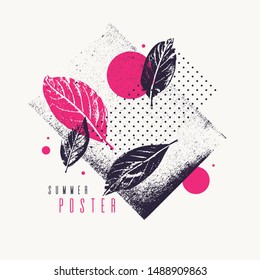 Modern art background with flat, minimalistic style. Vector poster with elements for design