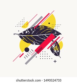 Modern art background with flat, minimalistic style. Vector poster with elements for design