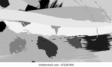 Modern art brush strokes pattern. Black and White Artistic universal background. Brush textures. Wedding, anniversary, birthday, holiday, party. Design for poster, card, invitation.