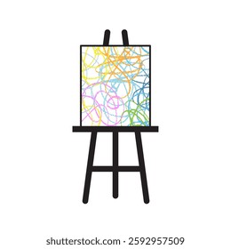 Modern Art Colorful Crayons on Canvas Icon. Isolated on white background.