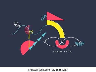 Modern art composition with simple geometric shapes and forms. Memphis design. Cover design template for presentation, poster, cover, magazine, leaflet, billboard or brochure. 