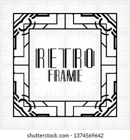 Modern art deco frame. Vintage ornamental border. Design a template for invitations, leaflets, greeting cards and packaging of luxury products. Retro luxury background. Vector illustration