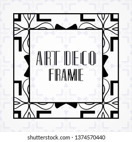 Modern art deco frame. Vintage ornamental border. Design a template for invitations, leaflets, greeting cards and packaging of luxury products. Retro luxury background. Vector illustration