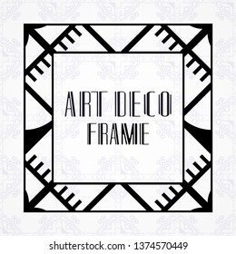 Modern art deco frame. Vintage ornamental border. Design a template for invitations, leaflets, greeting cards and packaging of luxury products. Retro luxury background. Vector illustration