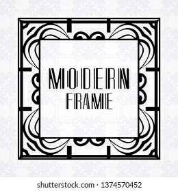 Modern art deco frame. Vintage ornamental border. Design a template for invitations, leaflets, greeting cards and packaging of luxury products. Retro luxury background. Vector illustration