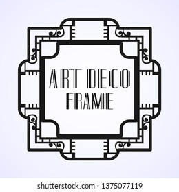 Modern art deco frame. Vintage ornamental border. Design a template for invitations, leaflets, greeting cards and packaging of luxury products. Retro luxury background. Vector illustration