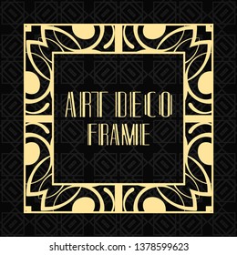 Modern art deco frame. Vintage ornamental border. Design a template for invitations, leaflets, greeting cards and packaging of luxury products. Retro luxury background. Vector illustration