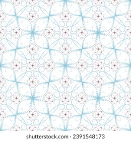 Modern art deco geometric floral vector seamless pattern. Elegant texture ornament. Textile print design. Simple flower stylized background. Repeat batik print.
