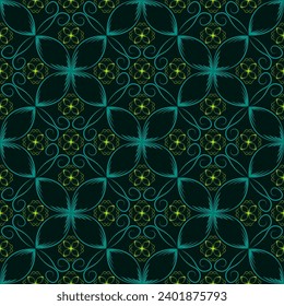 Modern art deco geometric floral vector seamless pattern. Elegant texture ornament. Wrapping paper print design. Simple flower stylized background. Line art vintage swatch.