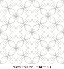 Modern art deco geometric floral vector seamless pattern. Lace texture ornament. Textile print design. Minimal flower stylized background. Repeat batik print.