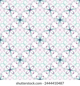 Modern art deco geometric floral vector seamless pattern. Decorative texture ornament. Home decor print design. Minimal flower stylized background. Stylish art nouveau pattern.