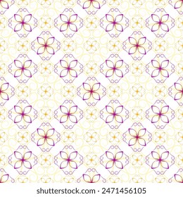 Modern art deco geometric floral vector seamless pattern. Decorative texture ornament. Fabric print design. Simple flower stylized background. Interior decoration print.