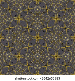 Modern art deco geometric floral vector seamless pattern. Lace texture ornament. Home decor print design. Simple flower stylized background. Line art vintage swatch.
