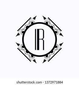 Modern art deco luxury classic monochrome minimal hipster geometric vintage vector monogram, frame , border , label for your logo badge design