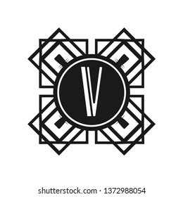 Modern art deco luxury classic monochrome minimal hipster geometric vintage vector monogram, frame , border , label for your logo badge design