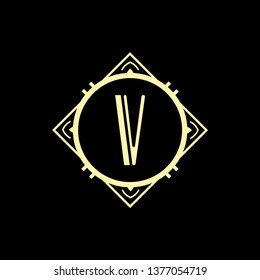 Modern art deco luxury classic monochrome geometric vintage vector monogram, frame , border , label for your logo badge design