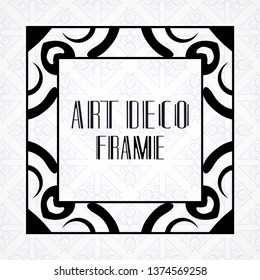 Modern art deco vintage border and frame for design of badge, logo, label, invitation and packaging of luxury products. Retro luxury background. Vector illustration