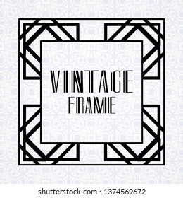 Modern art deco vintage border and frame for design of badge, logo, label, invitation and packaging of luxury products. Retro luxury background. Vector illustration