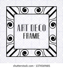 Modern art deco vintage border and frame for design of badge, logo, label, invitation and packaging of luxury products. Retro luxury background. Vector illustration