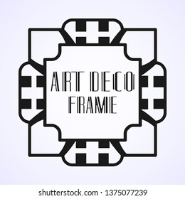 Modern art deco vintage border and frame for design of badge, logo, label, invitation and packaging of luxury products. Retro luxury background. Vector illustration