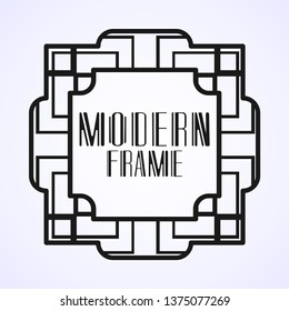 Modern art deco vintage border and frame for design of badge, logo, label, invitation and packaging of luxury products. Retro luxury background. Vector illustration