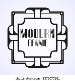 Modern art deco vintage border and frame for design of badge, logo, label, invitation and packaging of luxury products. Retro luxury background. Vector illustration