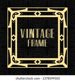 Modern art deco vintage border and frame for design of badge, logo, label, invitation and packaging of luxury products. Retro luxury background. Vector illustration