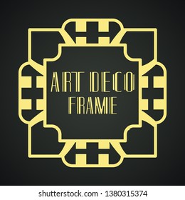 Modern art deco vintage border and frame for design of badge, logo, label, invitation and packaging of luxury products. Retro luxury background. Vector illustration