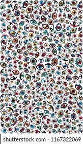 Modern art eyes, picasso style eyeball vector design background.