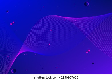 modern art flow line with floating sphere in gradient violet can be use for website template brochure notebook cover technology advertisement packaging design vector eps.
