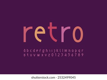 Fuente de arte moderno en minúsculas, alfabeto de estilo moderno, letras de moda de la A a la Z y números de 0 a 9, Ilustración vectorial 10EPS