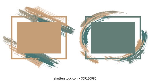 Modern art frame stylish set vector collection. Grunge border with painted brushstrokes background collection. Painted frames advertising graphic design templates for banner, flyer, poster, card.