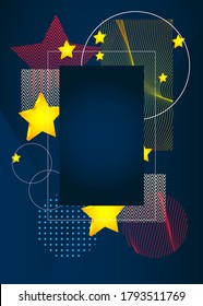 Modern art frame for text. Dynamic frame with stylish geometric graphics for business cards, invitations, book covers, gift cards, flyers and brochures.