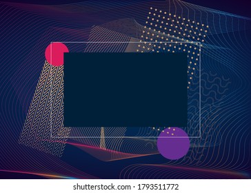 Modern art frame for text. Dynamic frame with stylish geometric graphics for business cards, invitations, book covers, gift cards, flyers and brochures.