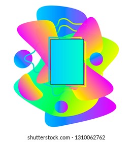 Modern art frame for text with flat geometric liquid shapes: Gradient colored abstract modern graphic elements template with copy space. Vector eps10 illustration. 
