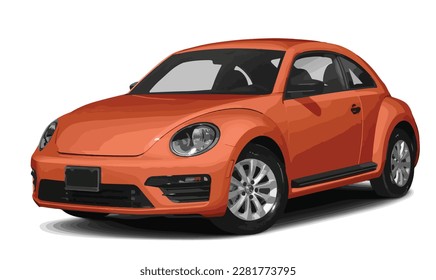 modern art funny orange car vector design template isolated white background