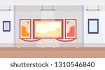 modern art gallery museum interior creative contemporary paintings artworks or exhibits flat horizontal
