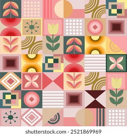 Modern art geometric wallpaper background seamless pattern. Perfect decorative design for printing, decoration, texture, elements, embroidery, border decor, media, illustration, brochures, postcard